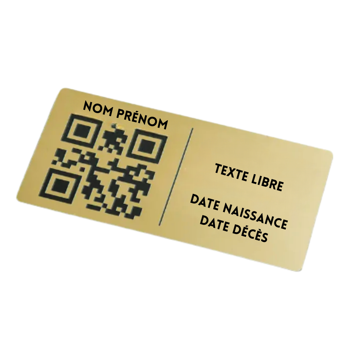 Plaque QR code – Rectangle + Texte (4 x 6 cm) (or)